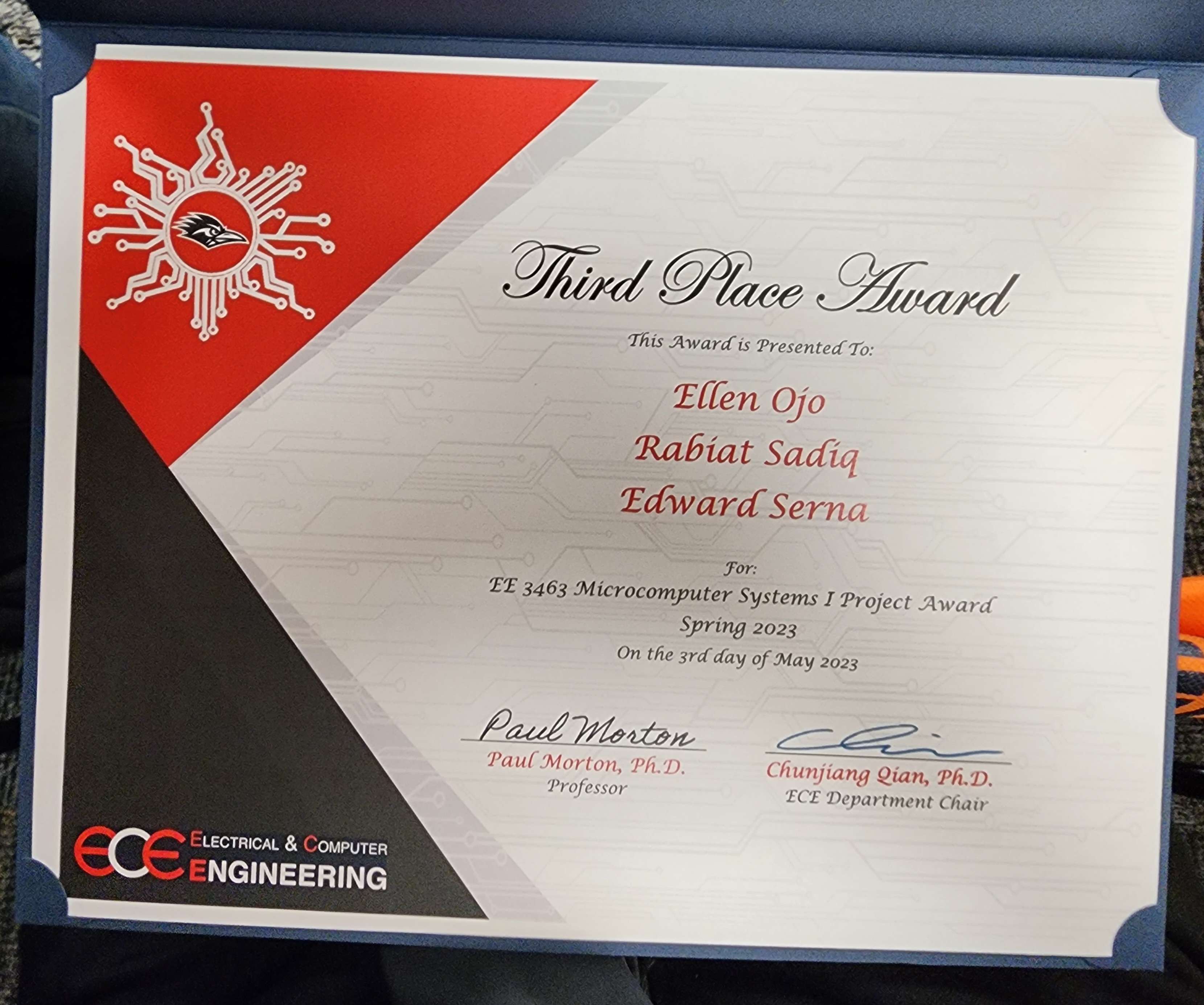 Microcomputer Systems I Award – 3rd Place